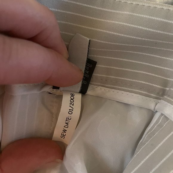 WIDE FLARE - Express Design Studio Editor Tan & White Pinstripe Pants, 8 - Picture 6 of 7